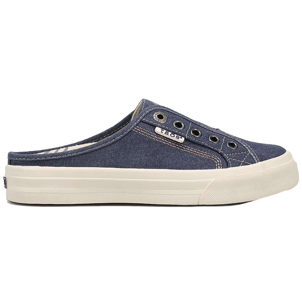 Taos Footwear Slip-in Mules Blue Canvas EZ Soul Shoes Open Heel Sneakers - Picture 9 of 9